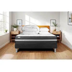 VITALIT Pack prêt à dormir VITALPOWER ZEN 140 x 190 cm sommier Kit noir noir pas cher