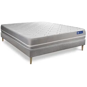 Comparateur de prix : ACTISOM Ensemble sommier matelas 140x190 Actimemo touch - 20 cm - Equilibré - sommier kit gris