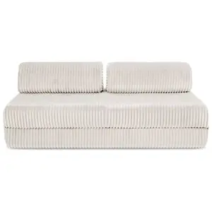 AUTRES Canapé convertible et modulable 3 places en velours blanc pas cher