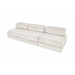 AUTRES Canapé convertible et modulable 4 places en velours blanc pas cher