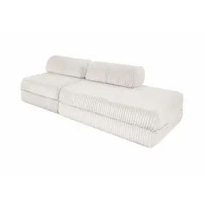 AUTRES Canapé convertible et modulable 3 places en velours blanc pas cher
