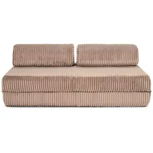AUTRES Canapé convertible et modulable 3 places en velours marron pas cher