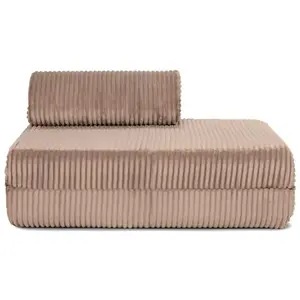 AUTRES Canapé convertible et modulable 2 places en velours marron pas cher