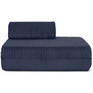 AUTRES Canapé convertible et modulable 2 places en velours bleu pas cher