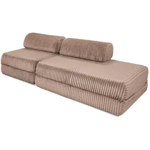 AUTRES Canapé convertible et modulable 3 places en velours marron pas cher
