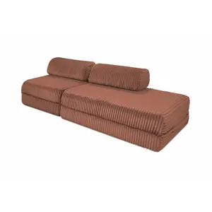 AUTRES Canapé convertible et modulable 3 places en velours terracotta pas cher