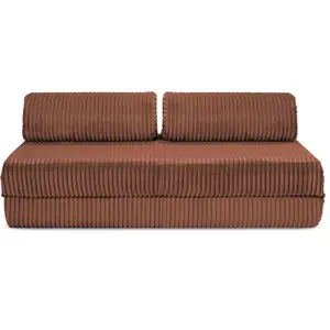 AUTRES Canapé convertible et modulable 3 places en velours terracotta pas cher