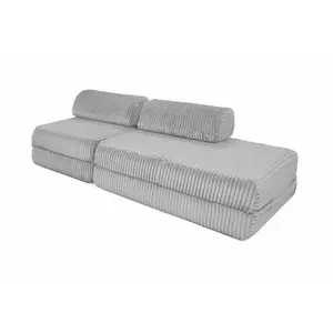 AUTRES Canapé convertible et modulable 3 places en velours gris pas cher