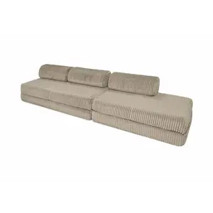 AUTRES Canapé convertible et modulable 5 places en velours taupe pas cher