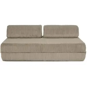 AUTRES Canapé droit convertible 3 places - velours côtelé xl - taupe KIM3TIL11 pas cher