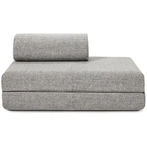AUTRES Canapé droit convertible et modulable 2 places en tweed gris pas cher