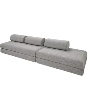 AUTRES Canapé droit convertible 5 places - tissu tweed - gris KIM32COC85 pas cher