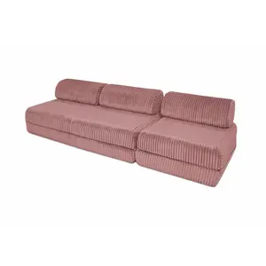 AUTRES Canapé droit convertible 4 places - velours côtelé xl - rose KIM31TIL62 pas cher