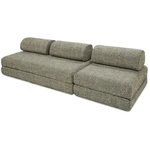 AUTRES Canapé droit convertible 4 places - tissu tweed - vert KIM31COC38B pas cher