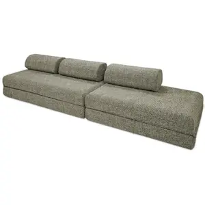 AUTRES Canapé droit convertible 5 places - tissu tweed - vert KIM32COC38B pas cher
