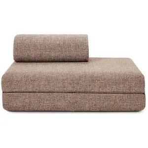 AUTRES Canapé droit convertible et modulable 2 places en tweed marron pas cher