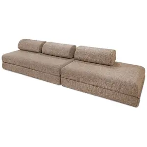 AUTRES Canapé droit convertible 5 places - tissu tweed - marron KIM32COC54B pas cher