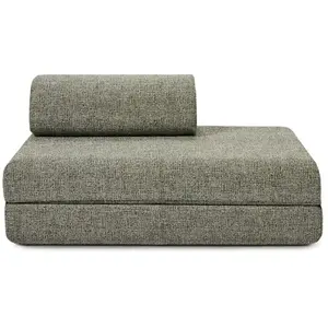 AUTRES Canapé droit convertible et modulable 2 places en tweed vert pas cher