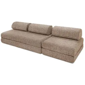 AUTRES Canapé droit convertible 4 places - tissu tweed - marron KIM31COC54B pas cher
