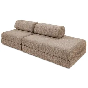 AUTRES Canapé droit convertible 3 places - tissu tweed - marron KIM21COC54B pas cher