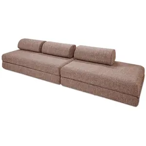 AUTRES Canapé droit convertible 5 places - tissu tweed - rouge KIM32COC55B pas cher