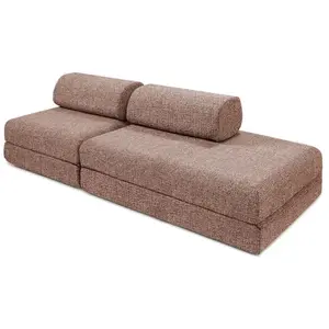 AUTRES Canapé droit convertible 3 places - tissu tweed - rouge KIM21COC55B pas cher