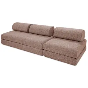 AUTRES Canapé droit convertible 4 places - tissu tweed - rouge KIM31COC55B pas cher