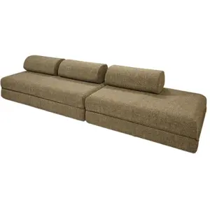 AUTRES Canapé droit convertible 5 places - tissu tweed - jaune KIM32COC53 pas cher