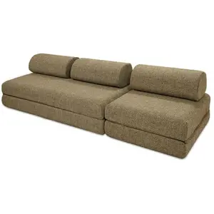 AUTRES Canapé droit convertible 4 places - tissu tweed - jaune KIM31COC53 pas cher