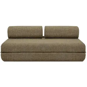 AUTRES Canapé droit convertible 3 places - tissu tweed - jaune KIM3COC53 pas cher