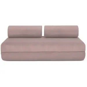 AUTRES Canapé convertible et modulable 3 places en velours rose pas cher