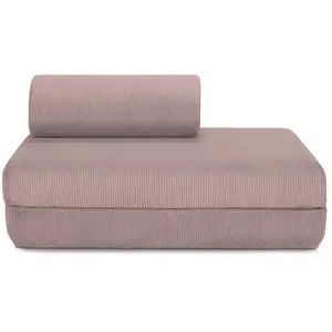 AUTRES Canapé convertible et modulable 2 places en velours rose pas cher