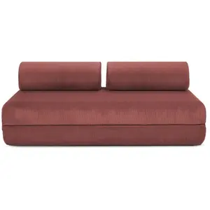 AUTRES Canapé droit convertible 3 places - velours côtelé - rouge KIM3LIN57 pas cher