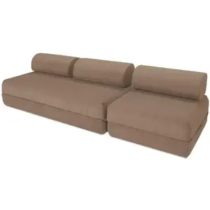 AUTRES Canapé droit convertible 4 places - velours côtelé - taupe KIM31LIN17 pas cher