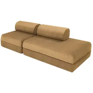 AUTRES Canapé droit convertible 3 places - velours côtelé - jaune KIM21LIN48 pas cher