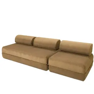 AUTRES Canapé droit convertible 4 places - velours côtelé - jaune KIM31LIN48 pas cher