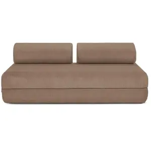 AUTRES Canapé droit convertible 3 places - velours côtelé - taupe KIM3LIN17 pas cher