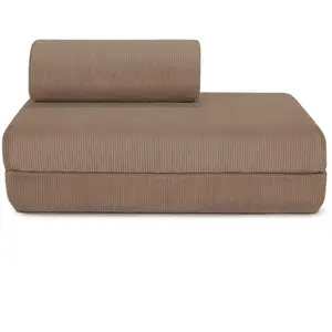 AUTRES Canapé convertible et modulable 2 places en velours taupe pas cher