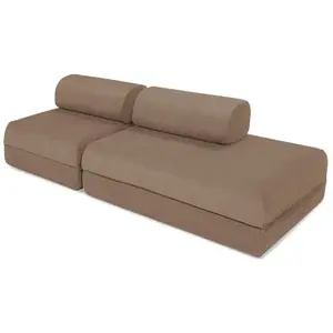 AUTRES Canapé droit convertible 3 places - velours côtelé - taupe KIM21LIN17 pas cher