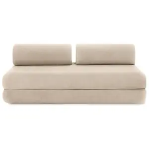 AUTRES Canapé droit convertible 3 places - tissu lisse - beige KIM3GEM04 pas cher