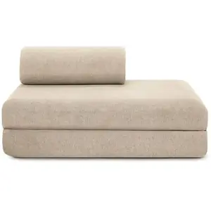 AUTRES Canapé droit convertible et modulable 2 places en tissu lisse beige pas cher