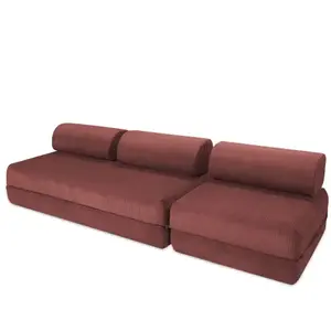 AUTRES Canapé droit convertible 4 places - velours côtelé - rouge KIM31LIN57 pas cher