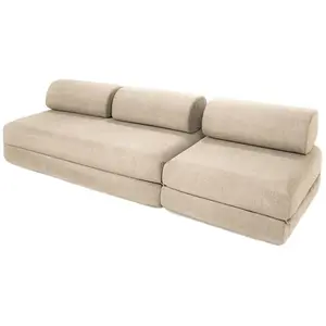 AUTRES Canapé droit convertible 4 places - tissu lisse - beige KIM31GEM04 pas cher