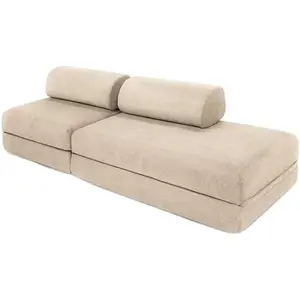 AUTRES Canapé droit convertible 3 places - tissu lisse - beige KIM21GEM04 pas cher