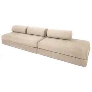 AUTRES Canapé droit convertible 5 places - tissu lisse - beige KIM32GEM04 pas cher