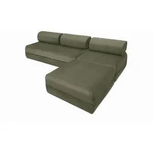 kimo. Canapé convertible et modulable 6 places en velours vert pas cher