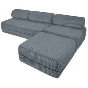 kimo. Canapé convertible et modulable 6 places en velours gris pas cher