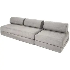 AUTRES Canapé droit convertible 4 places - tissu lisse - gris clair KIM31GEM86 pas cher