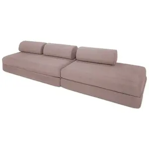 AUTRES Canapé droit convertible 5 places - tissu lisse - rose KIM32GEM61 pas cher