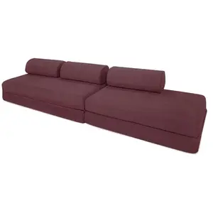 AUTRES Canapé droit convertible 5 places - tissu lisse - rouge KIM32GEM59 pas cher